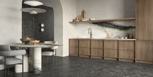 Porcelain stoneware Nero Ombrato Soft 6 mm 1000x1000 фото №6