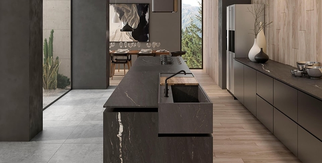 Porcelain stoneware worktop Belvedere Black 320х160х12(+) фото №6