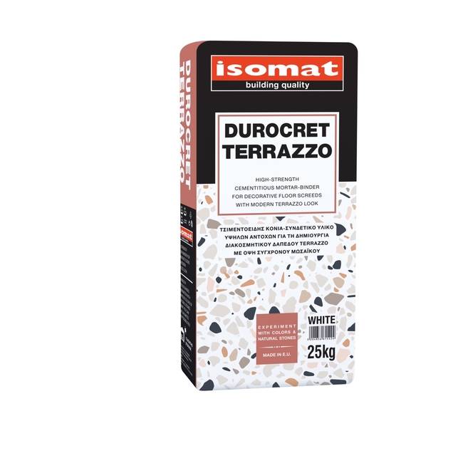 DUROCRET-TERRAZZO
Высокопрочный раствор на цементной основе для создания декоративного пола Terrazzo с современным мозаичным дизайном. фото №1