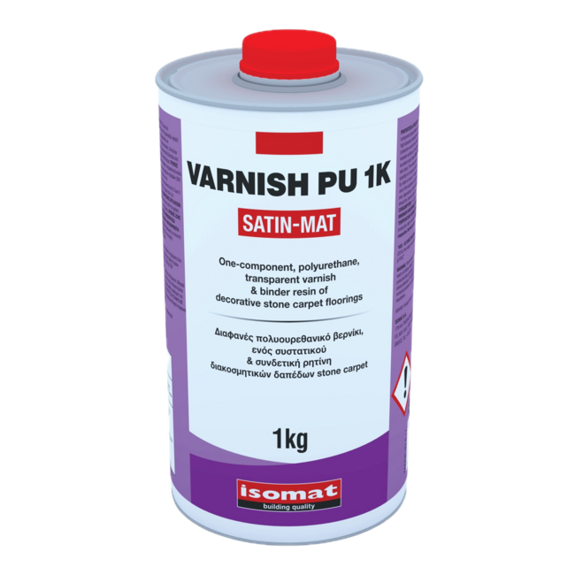 VARNISH-PU 1K
Однокомпонентный прозрачный полиуретановый лак, не содержащий растворителей,  и связующая смола для декоративного каменного ковра. фото №1